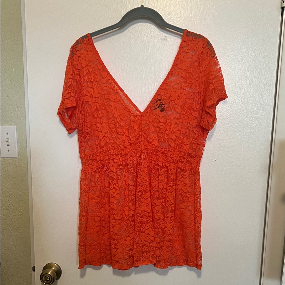 Torrid Bright Orange Lace Top